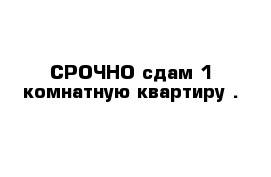 СРОЧНО сдам 1 комнатную квартиру .